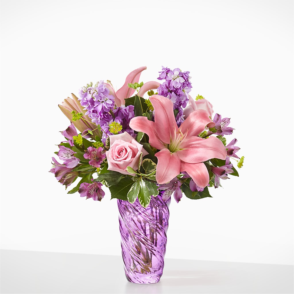Precious Petals Bouquet with Luxe Swirl Vase – The Gift Garden, Macon GA