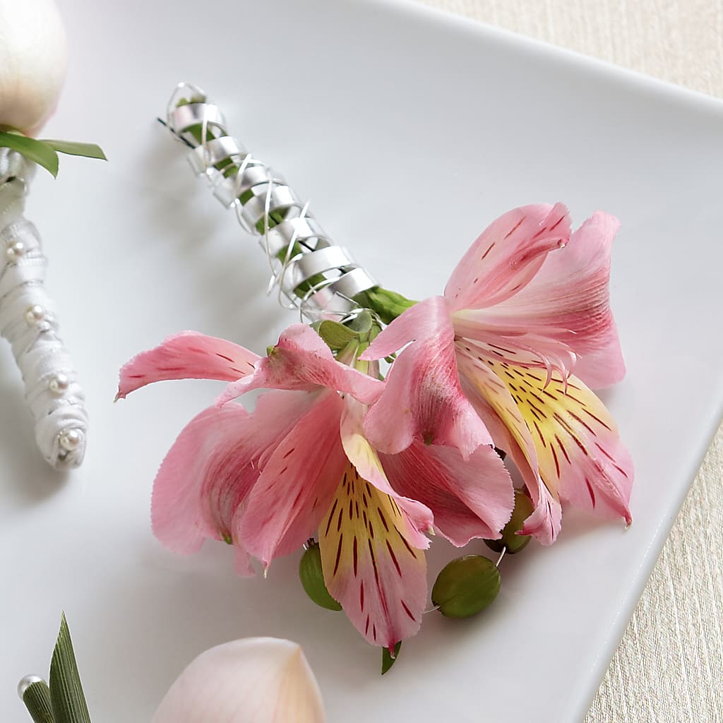 Pink Peruvian Lily Boutonniere – The Gift Garden, Macon GA
