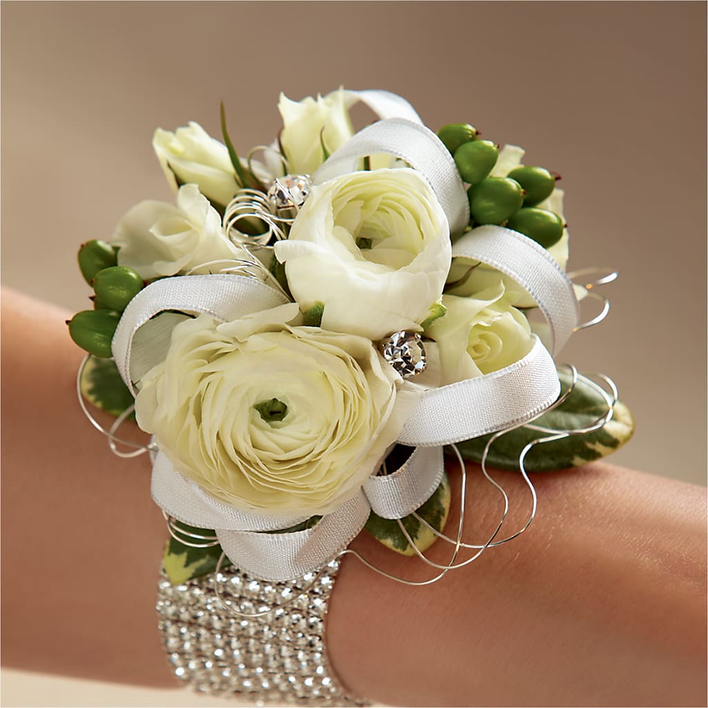 White Wedding Corsage – The Gift Garden, Macon GA
