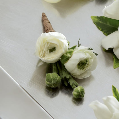 White Ranunculus Boutonniere –  The Gift Garden, Macon GA
