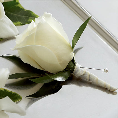 White Rose Boutonniere –  The Gift Garden, Macon GA